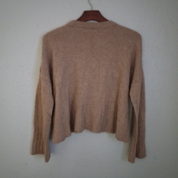 Madewell M Camel Crew Neck Crop Long Sleeved Pullover Sweater - Picture 2 of 5